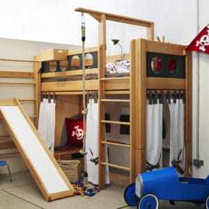 Piratenhochbett, Sprossenwand, Rutsche